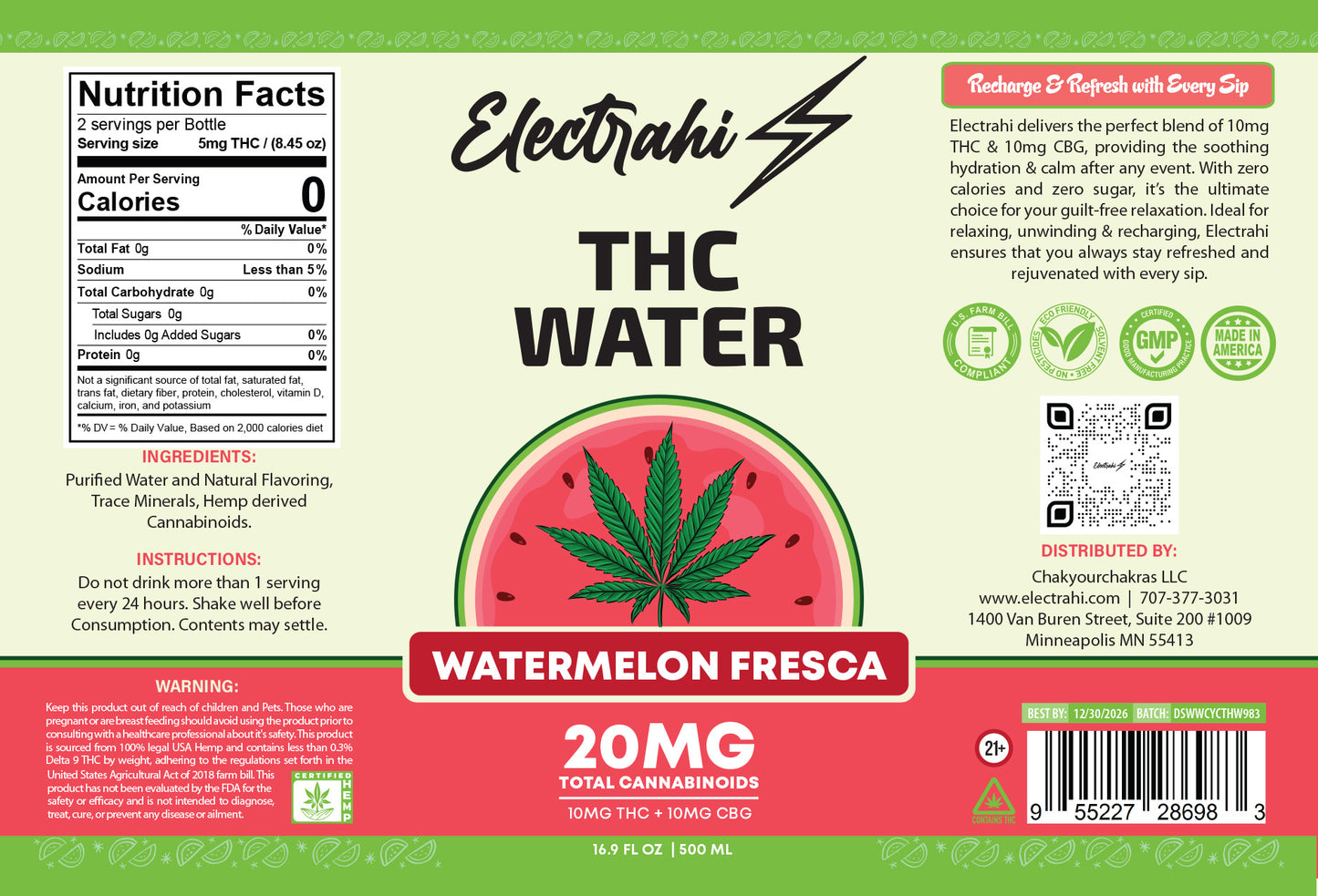 Watermelon Fresca - THC Water